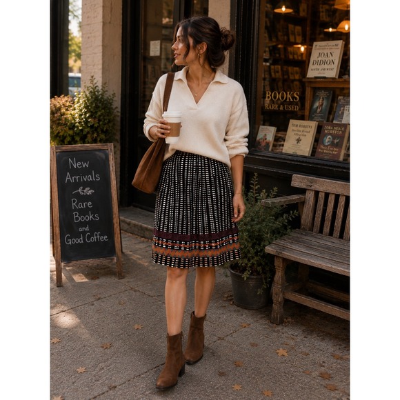 Edme & Esyllte Dresses & Skirts - Anthropologie Edme & Esyllte Black White Ikat A-Line Skirt Size 4 Boho